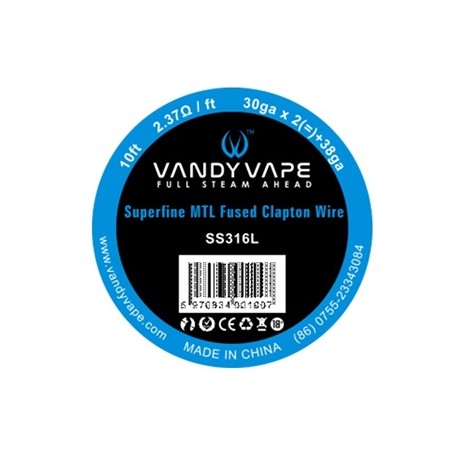 Vandyvape Superfine MTL Fused Clapton Vape Wires SS316L 30GA*2+38GA