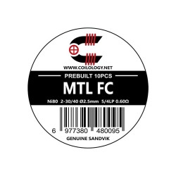 Coilology MTL Fused Clapton SANDVIK Ni80 2-30/40 2.5mm 5/4LP 0.60ohm 10pcs